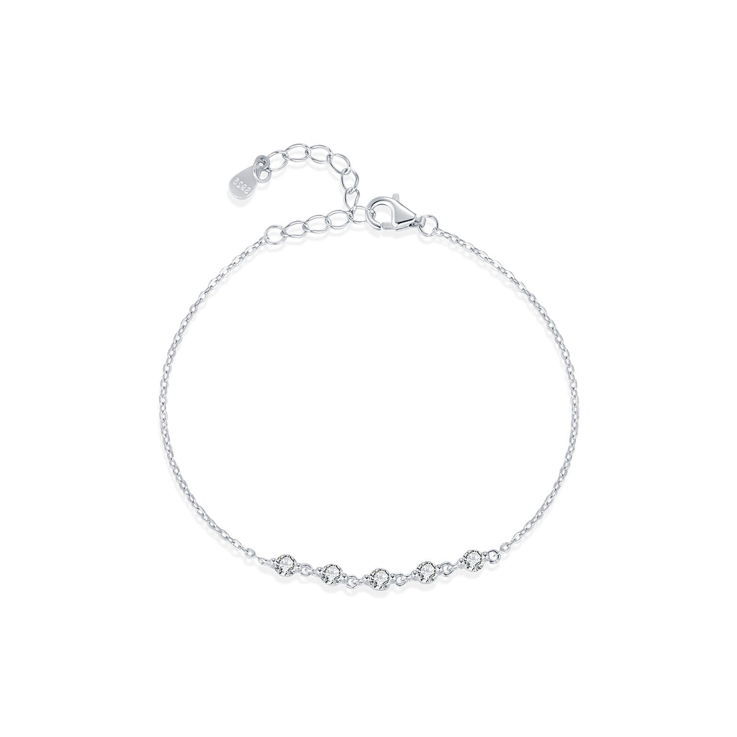 Bracelet chaîne fine pierres transparentes argent – Lila