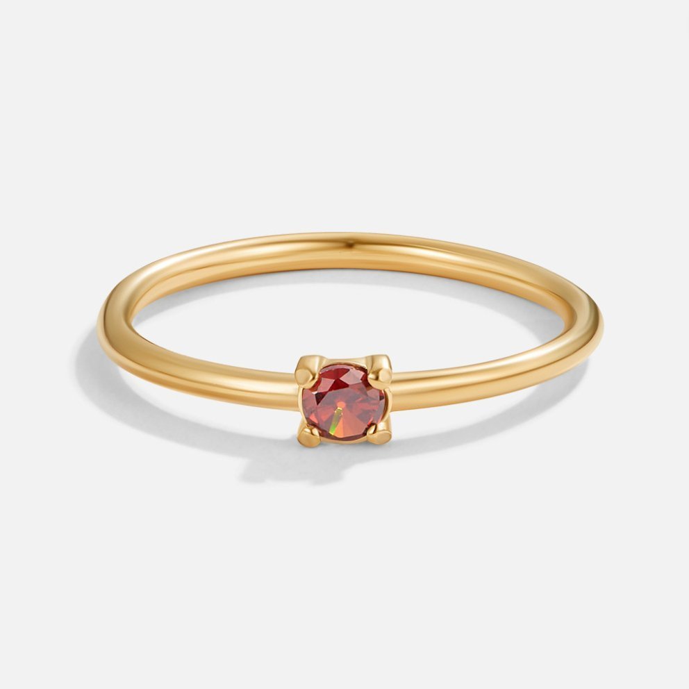 Bague fine or pierre rouge – Léo
