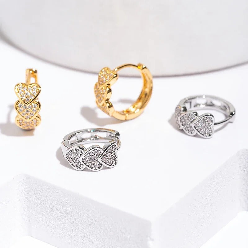 Boucles d'oreilles créoles cœur scintillantes