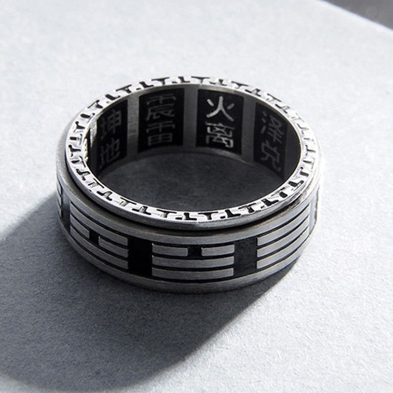 Bague acier inoxydable symbole Yin Yang noir argent – Léo
