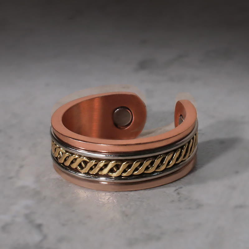 Bracelet jonc cuivre tressé doré – Léo