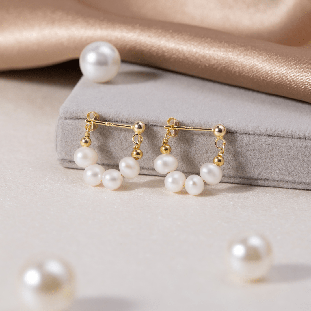 Créoles perles blanches plaqué or – Céline
