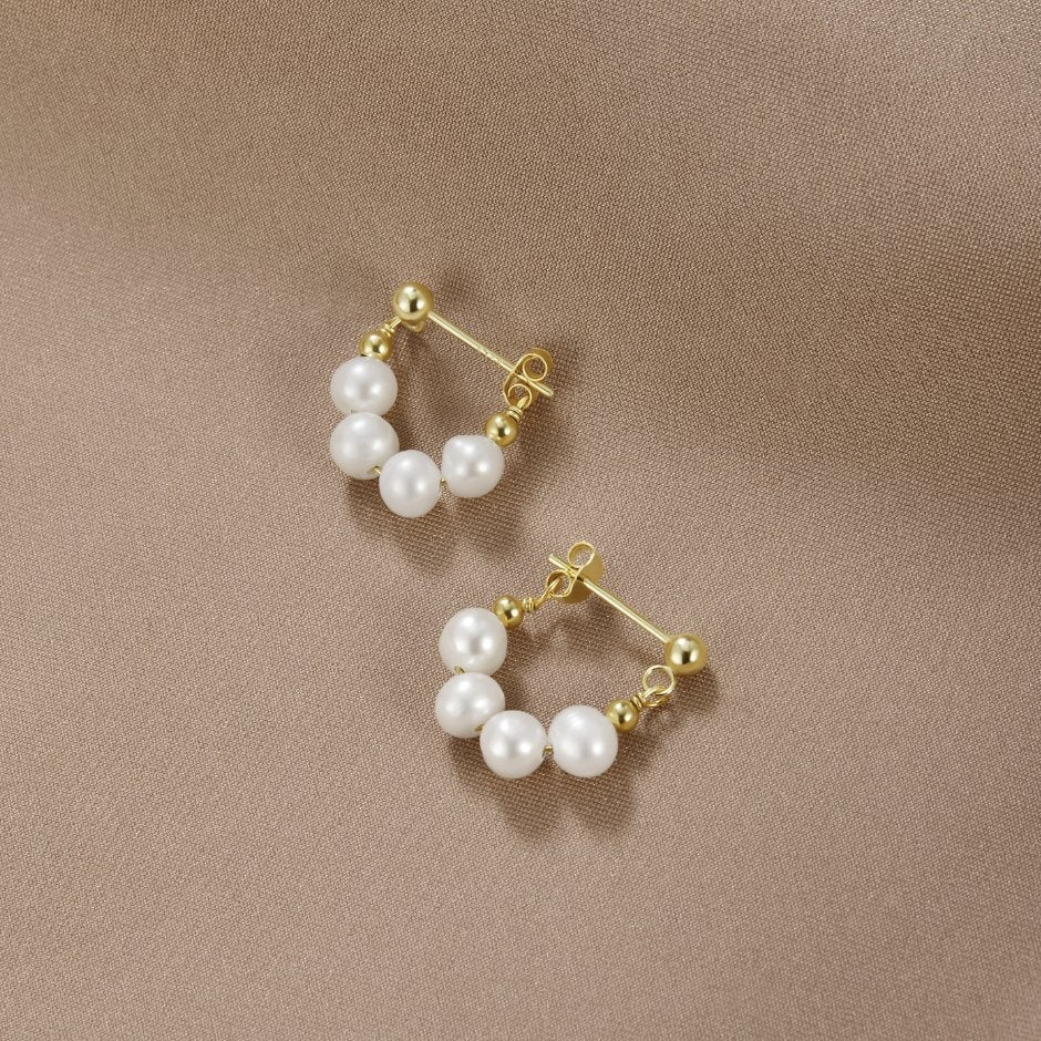 Créoles perles blanches plaqué or – Céline