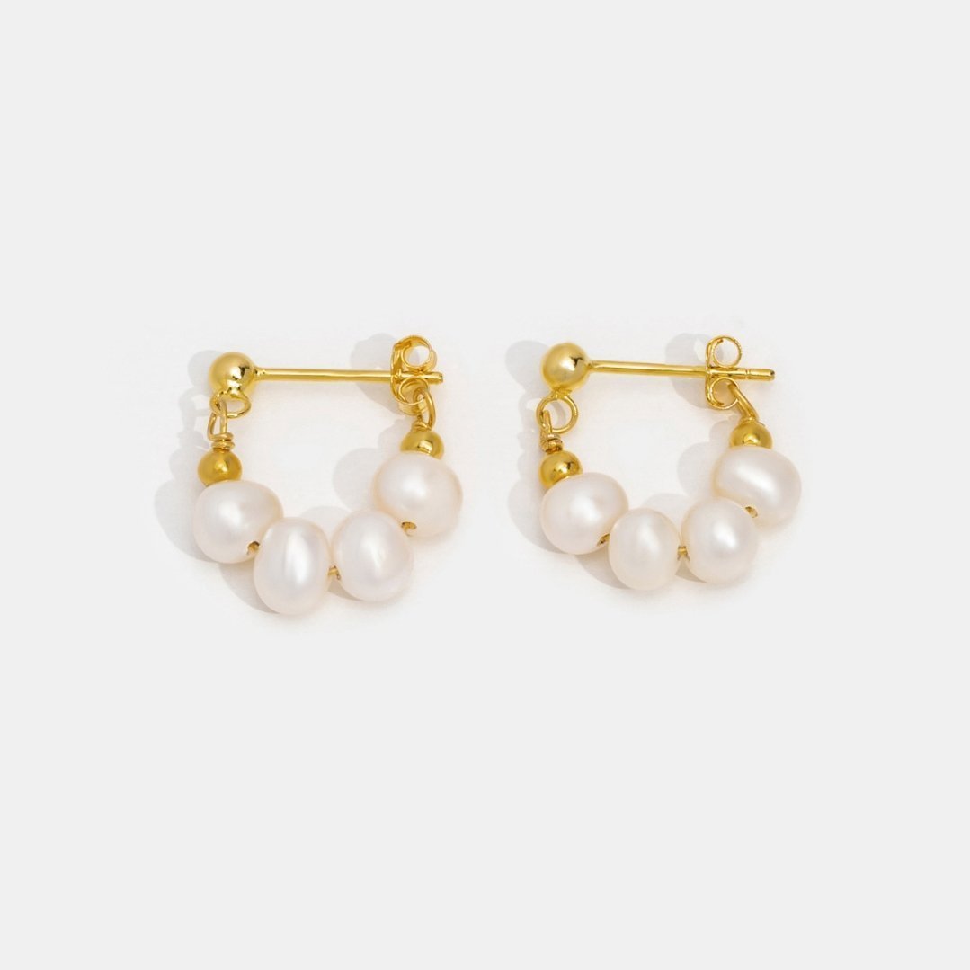 Créoles perles blanches plaqué or – Céline