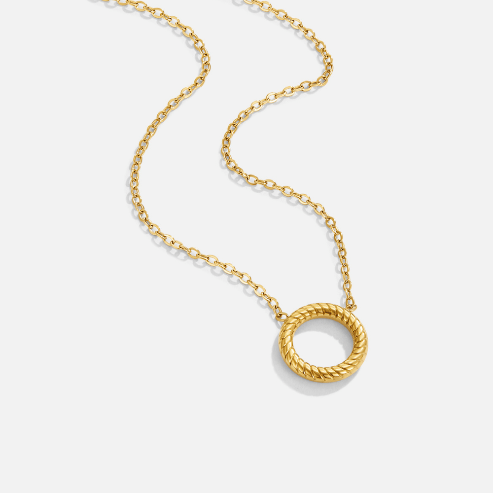 Collier pendentif circulaire or texturé – Léa