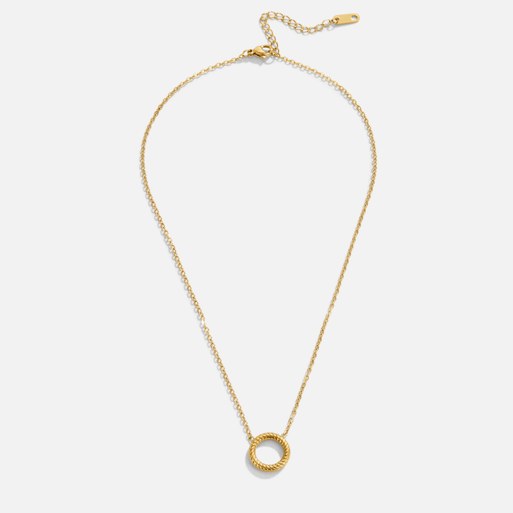 Collier pendentif circulaire or texturé – Léa