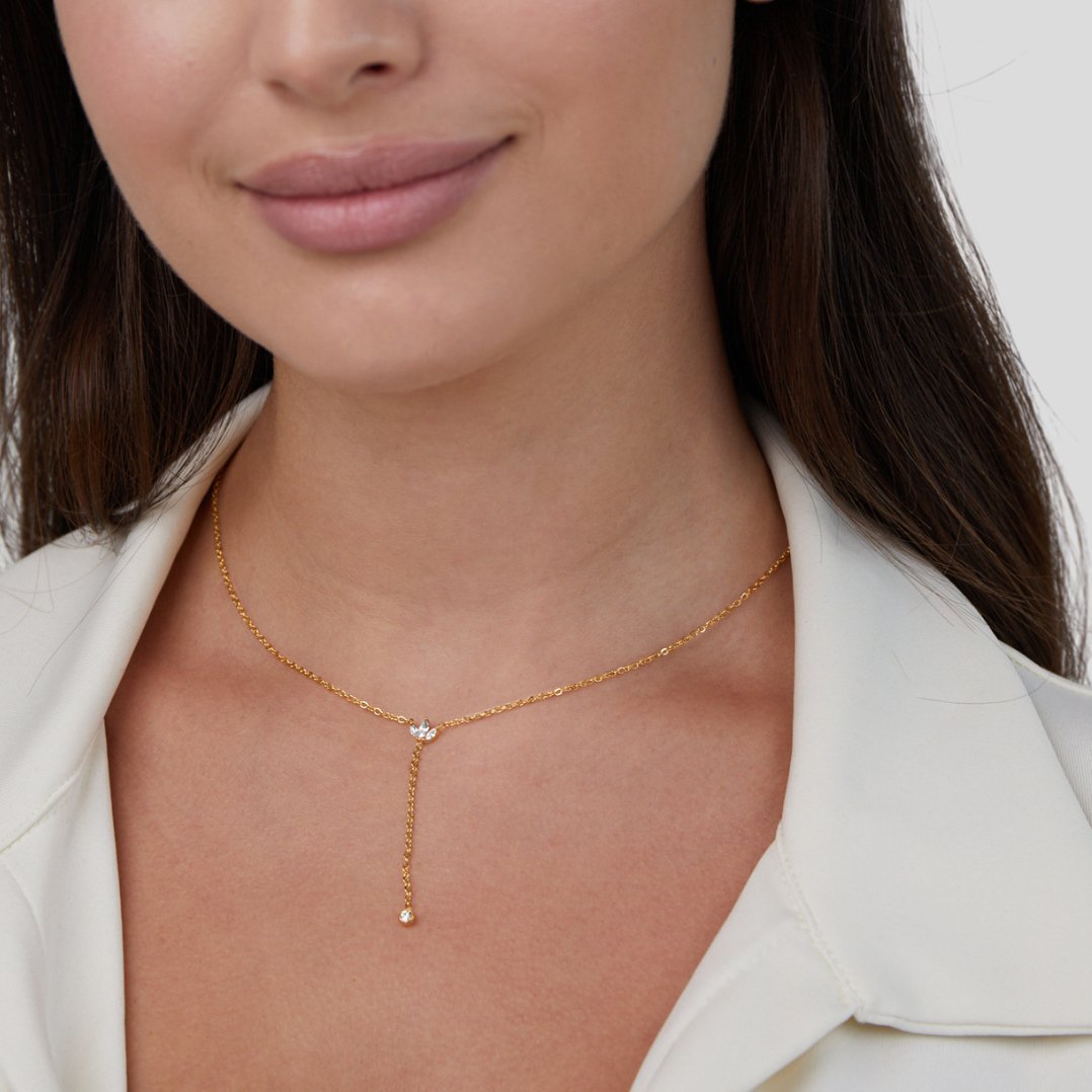Collier pendentif goutte or cristal – Léa