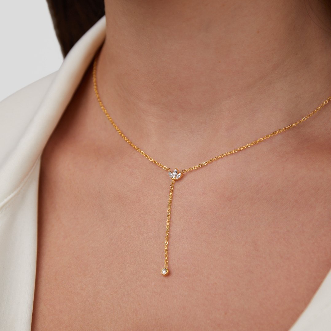 Collier pendentif goutte or cristal – Léa
