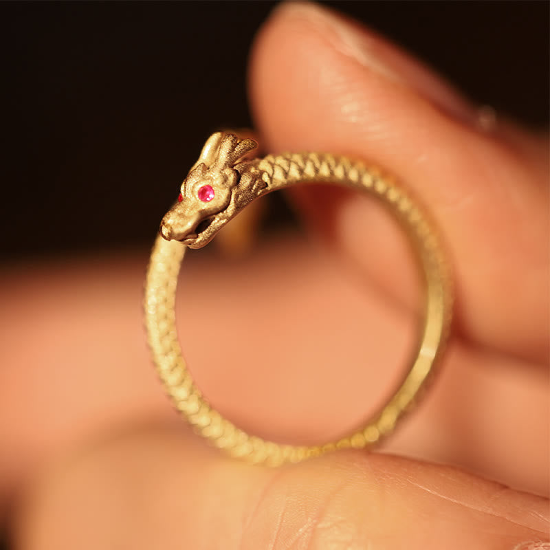 Bague ajustable dragon argent yeux rouges – Léo