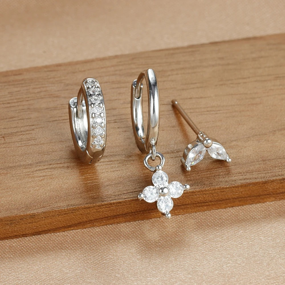 Set de boucles d’oreilles luxe pour femme avec cristaux