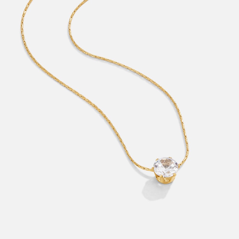 Collier fin or pendentif cristal rond – Lora