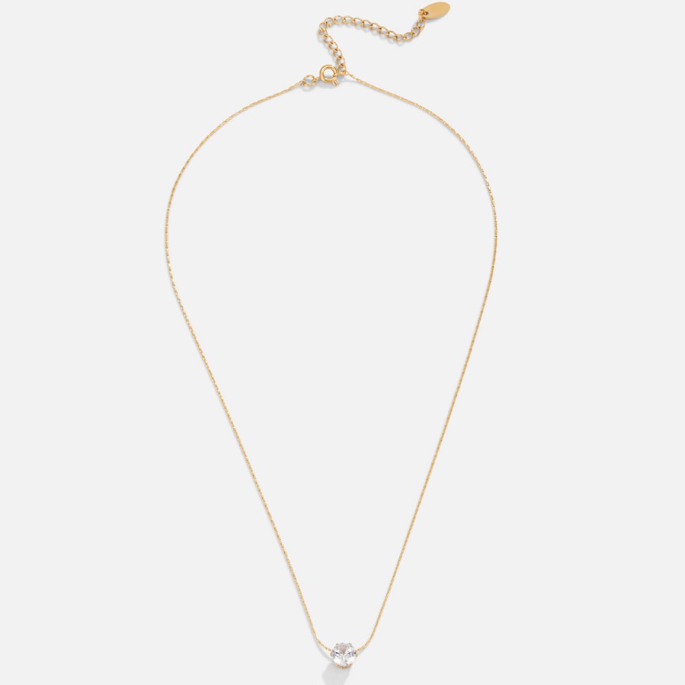 Collier fin or pendentif cristal rond – Lora