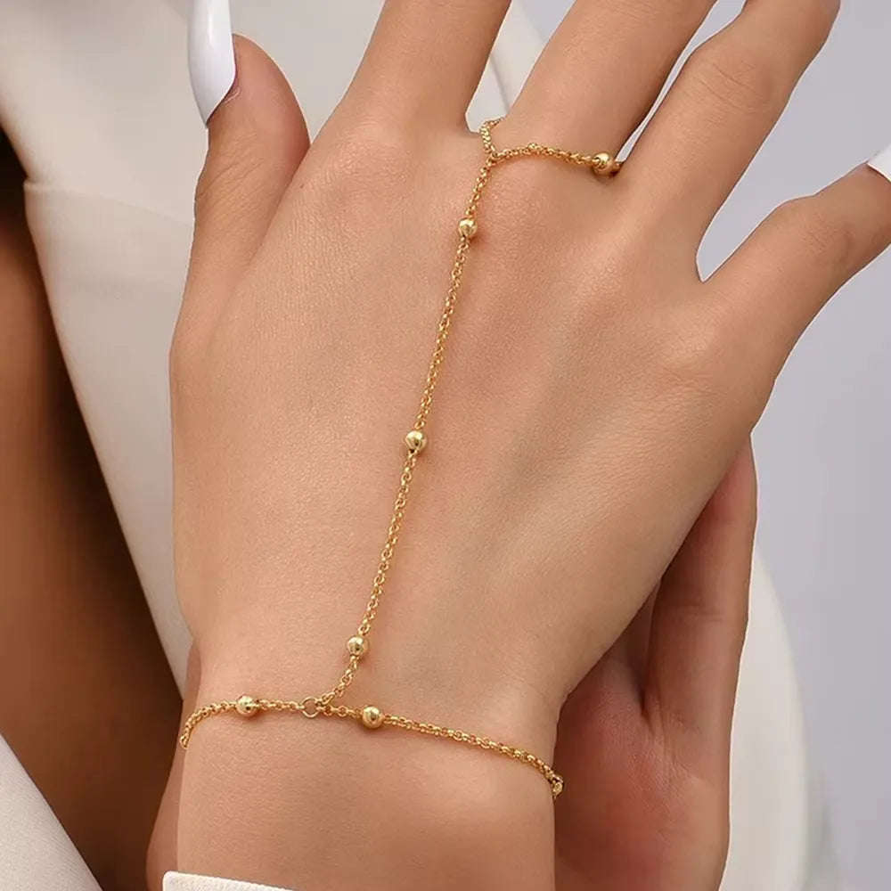 Bracelet chaîne fine plaqué or perles – Lise
