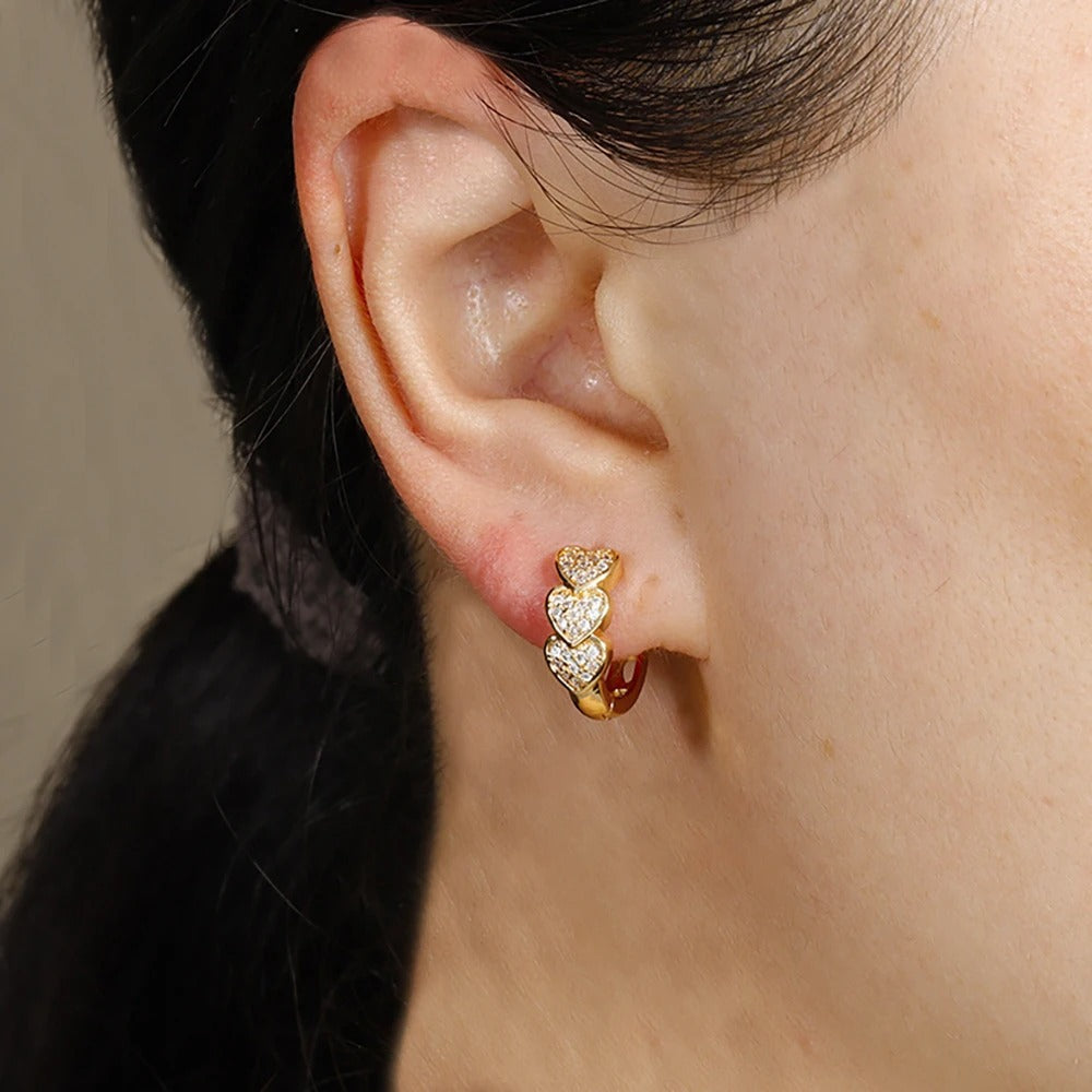 Boucles d'oreilles créoles cœur scintillantes