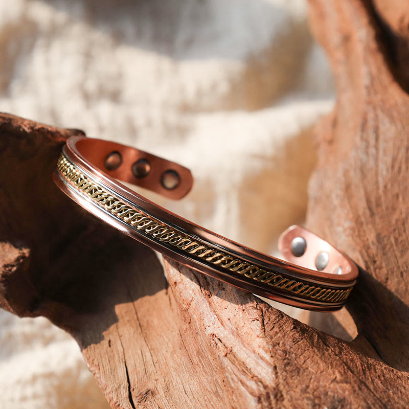 Bracelet jonc cuivre tressé doré – Léo