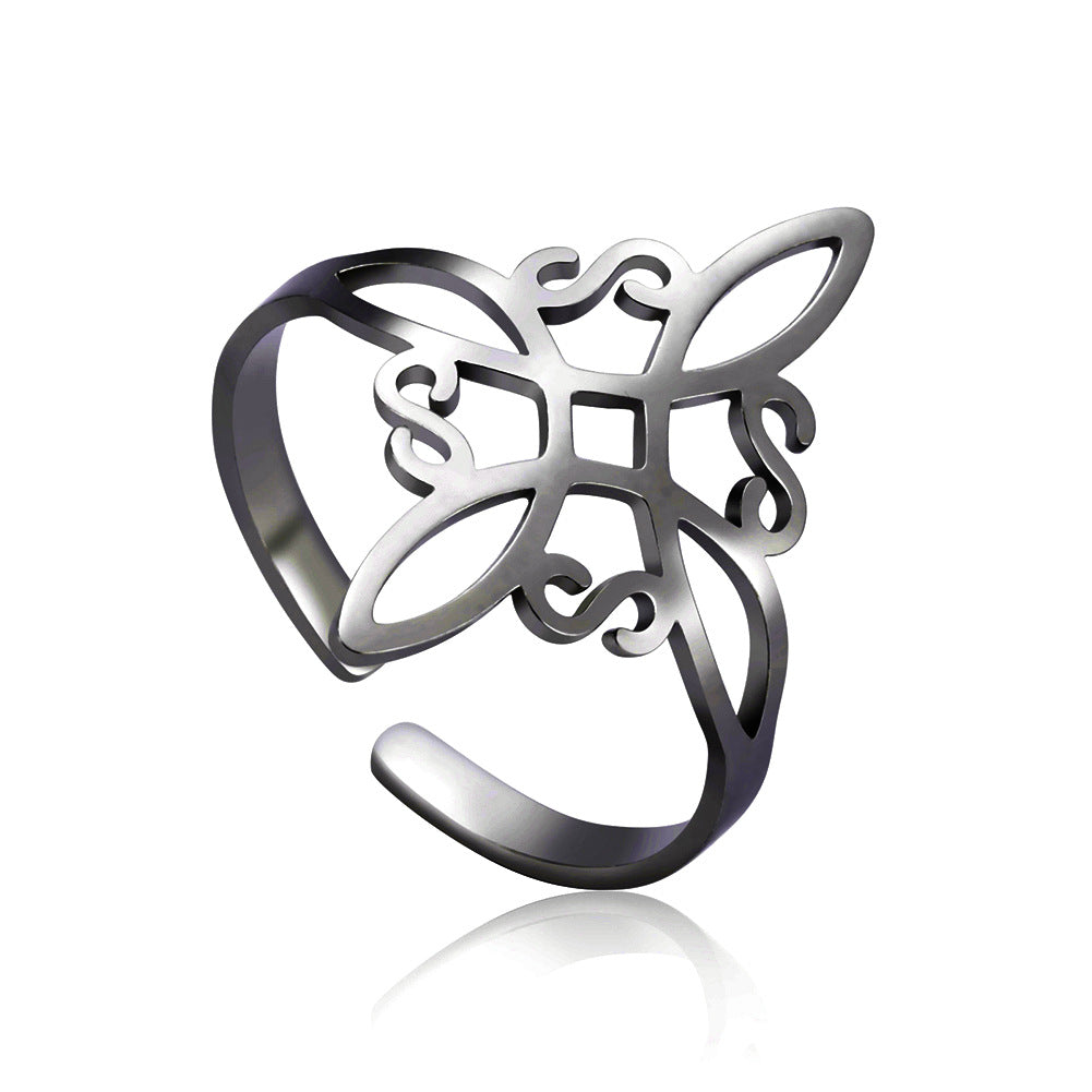 Bague ajourée symbole complexe argent – Léo