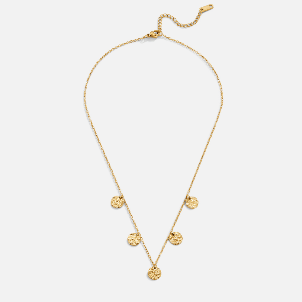Collier pendentifs pièces texturées or – Elodie