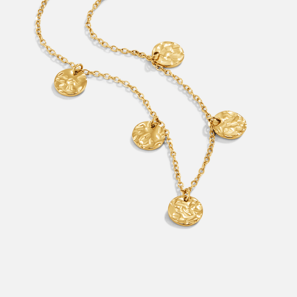 Collier pendentifs pièces texturées or – Elodie