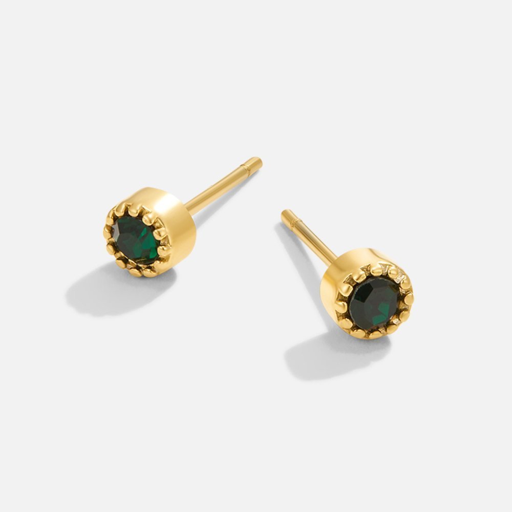 Clous d’oreilles or pierre verte – Léo