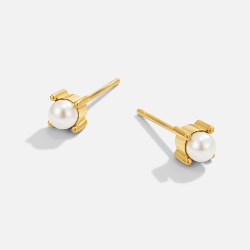 Clous d’oreilles or perle centrale – Emy