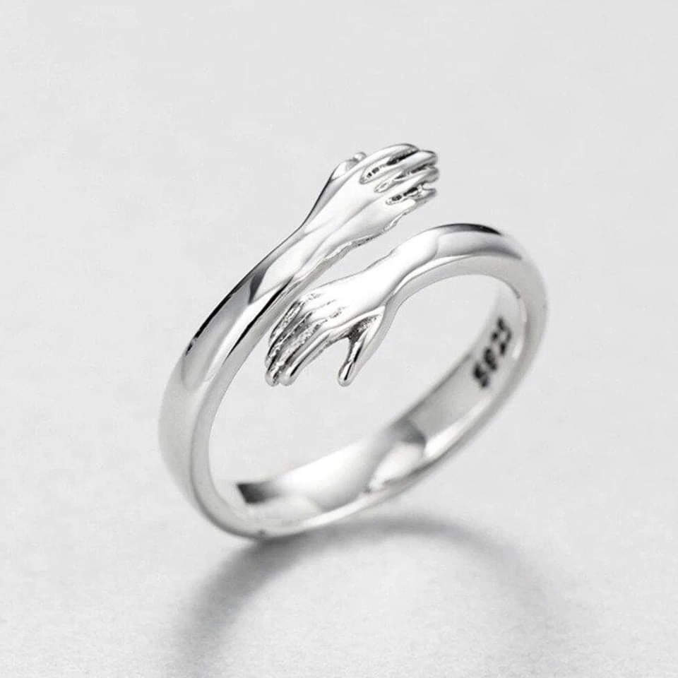 Bague ajustable argent motif bras entrelacés – Léo