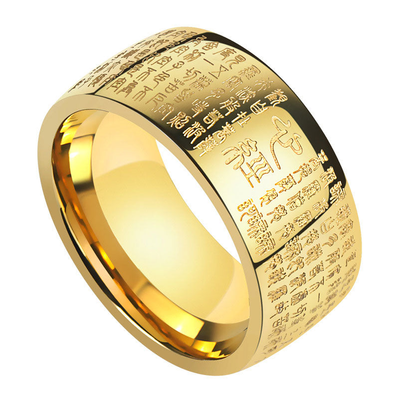 Bague large gravée argent doré – Léo