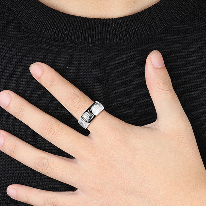 Bague large gravée argent doré – Léo