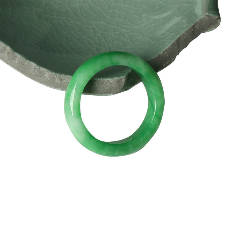 Bague ronde jade vert translucide – Léo