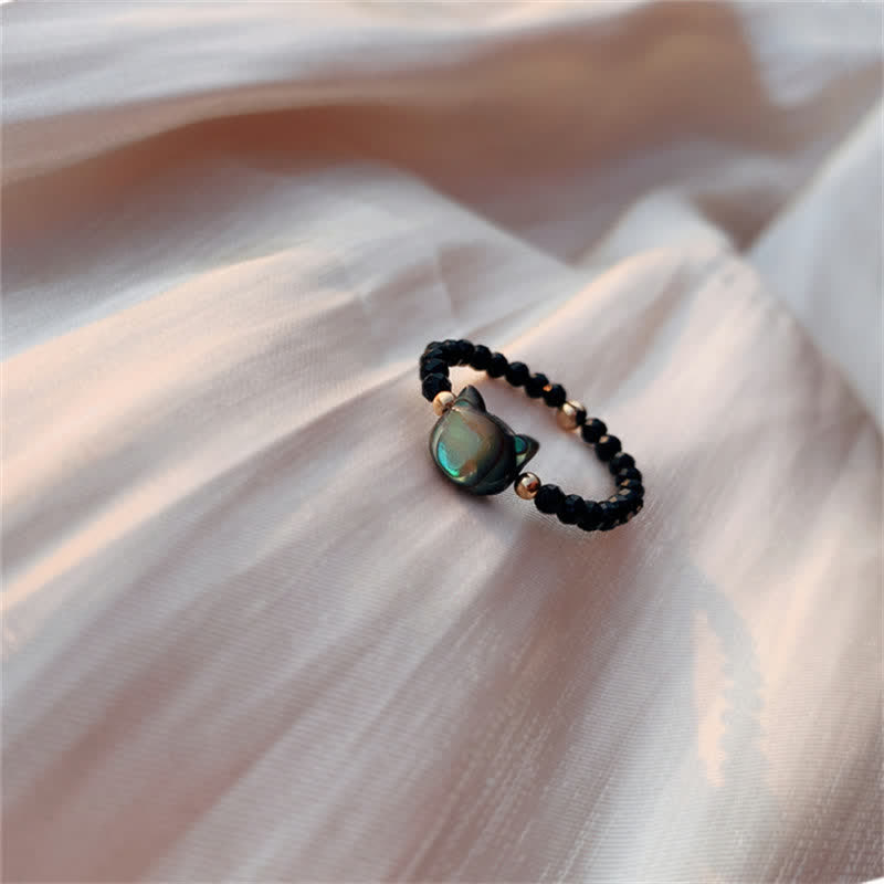 Bague pierres noires chat perles Or 14K – Léo