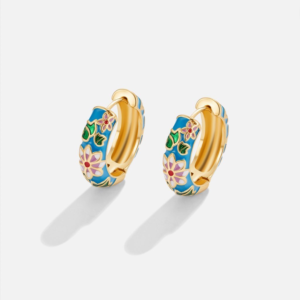Créoles or motif floral coloré – Léa