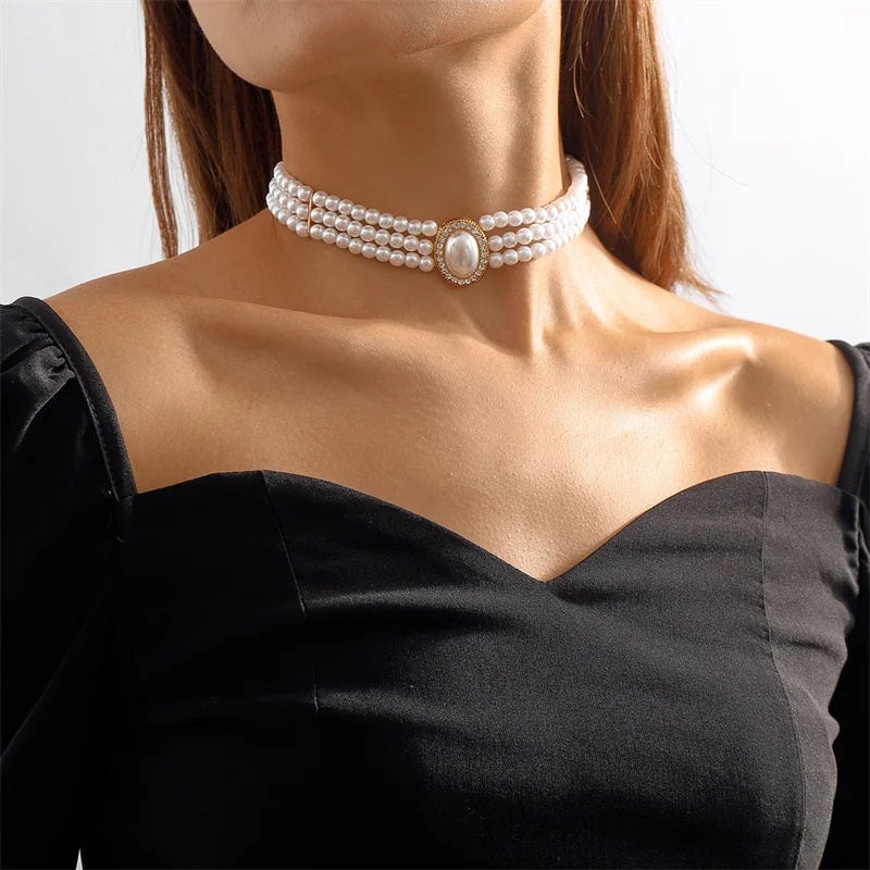 Collier ras du cou perles or – Lila