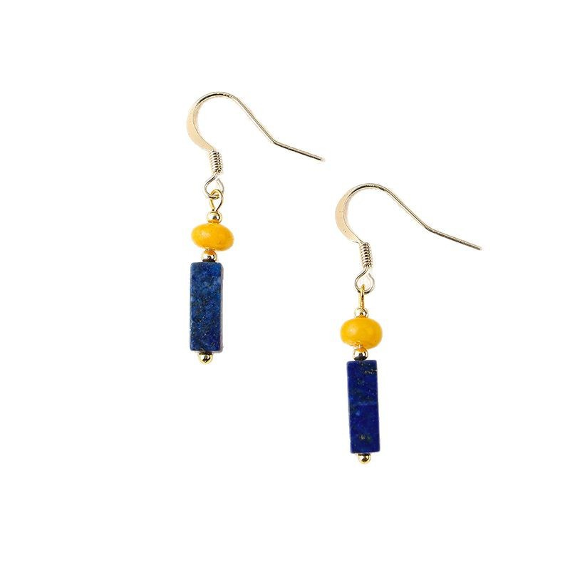 Boucles d'oreilles bleus lapis lazuli plaqué or