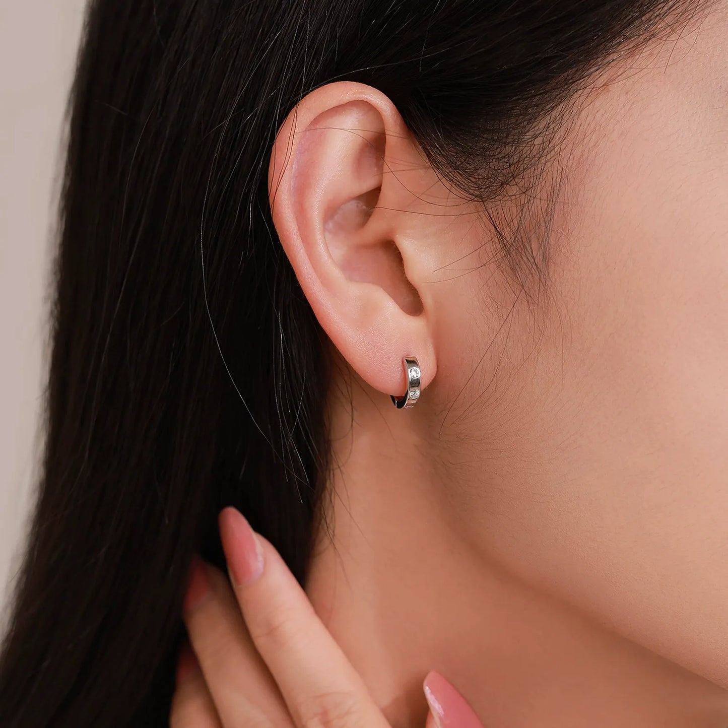Créoles minimalistes argent pierres claires – Lilou