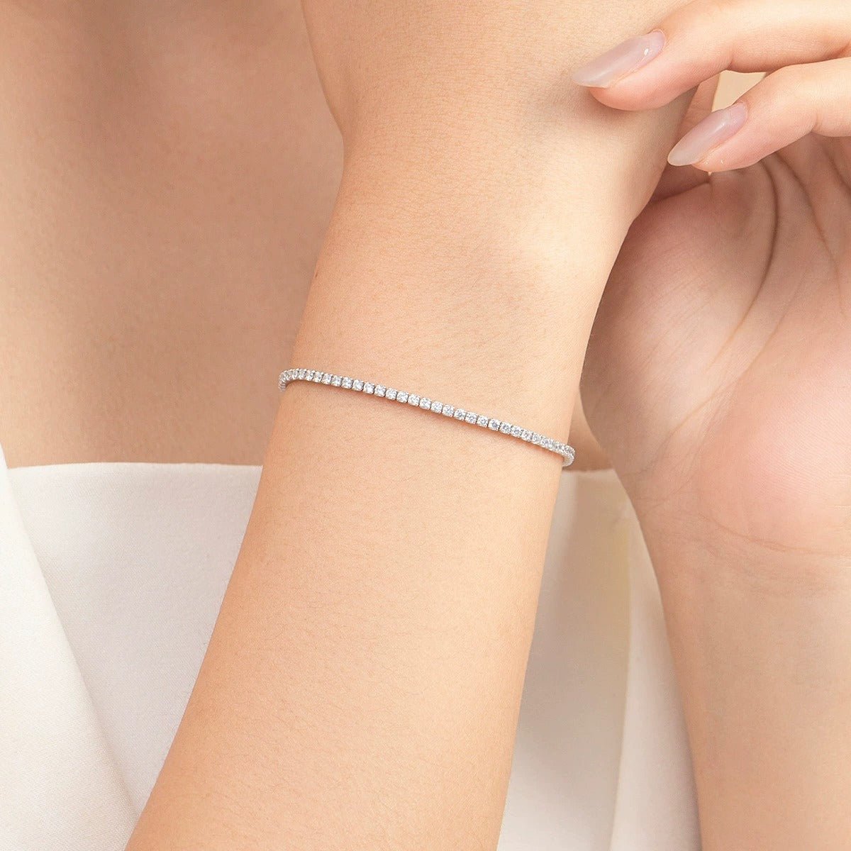 Bracelet tennis argent cristaux blancs – Inaya