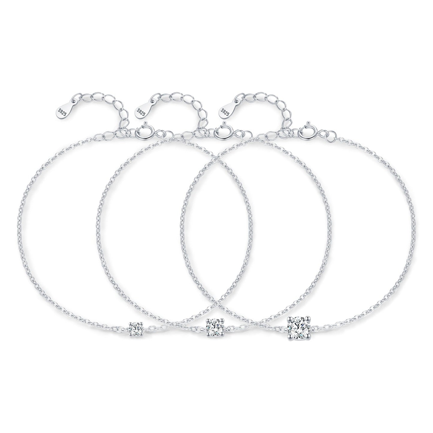 Bracelet chaîne fine argent cristaux – Lila