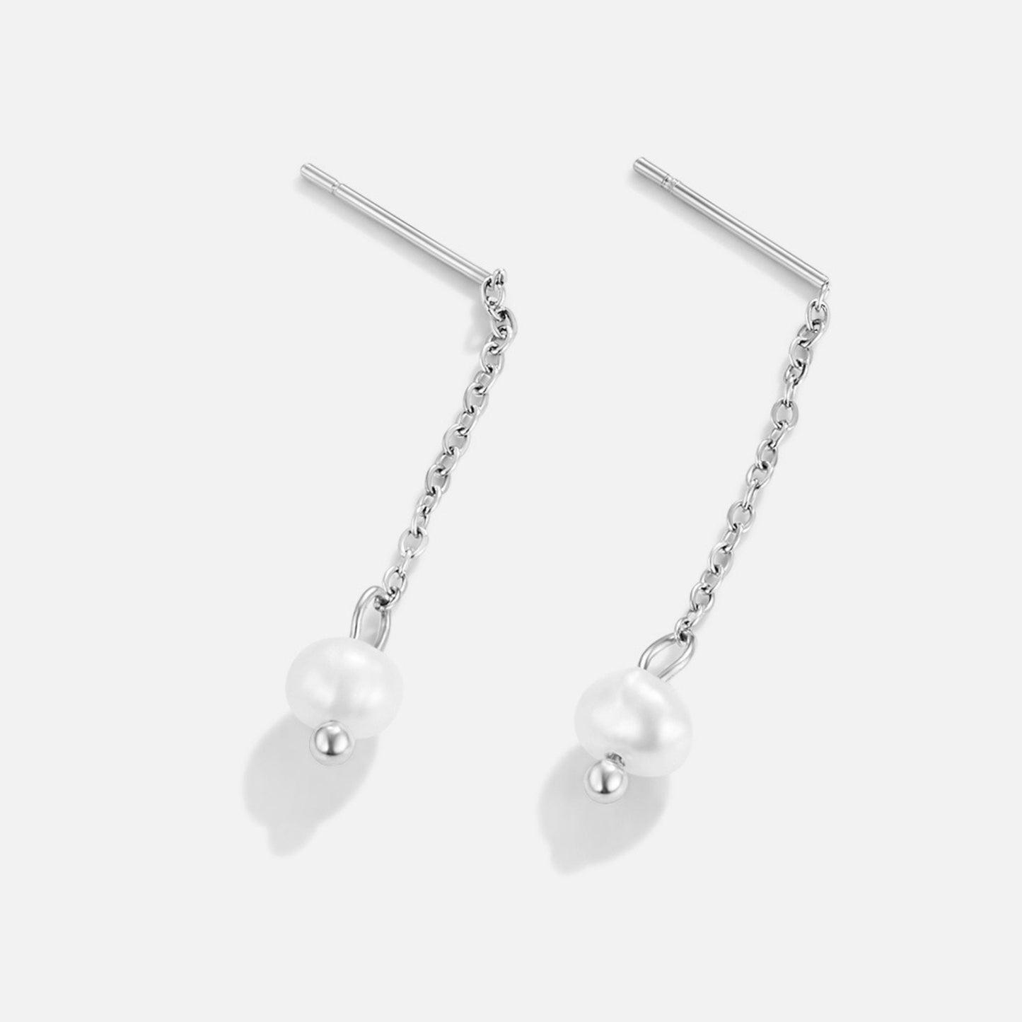 Boucles d’oreilles pendantes argent perle – Lina