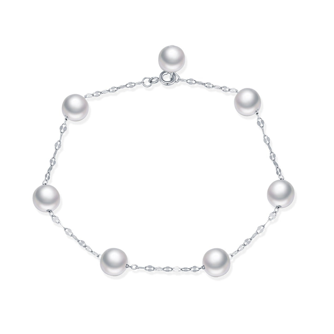 Bracelet perles blanches argent chaîne fine – Léonie