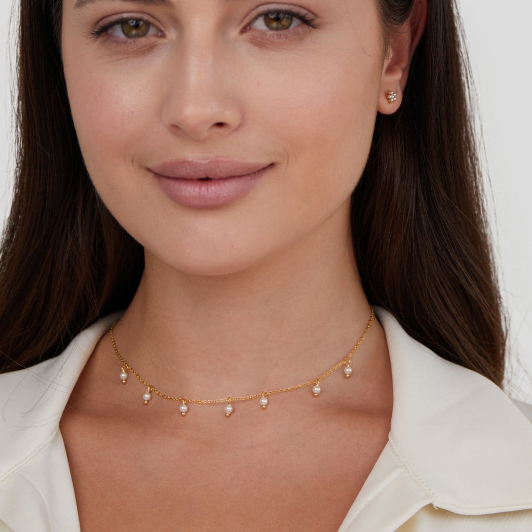 Collier perles blanches Or – Lila