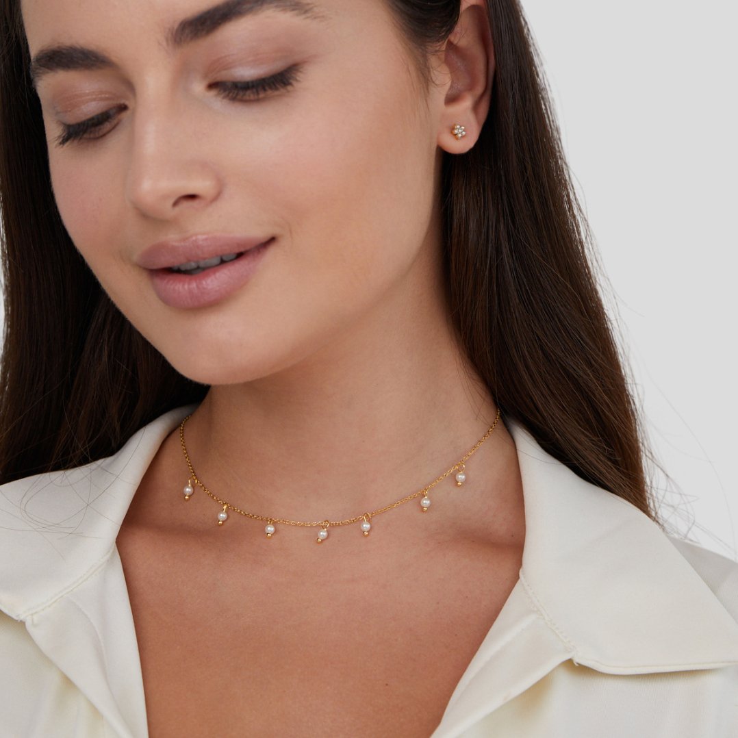 Collier perles blanches Or – Lila