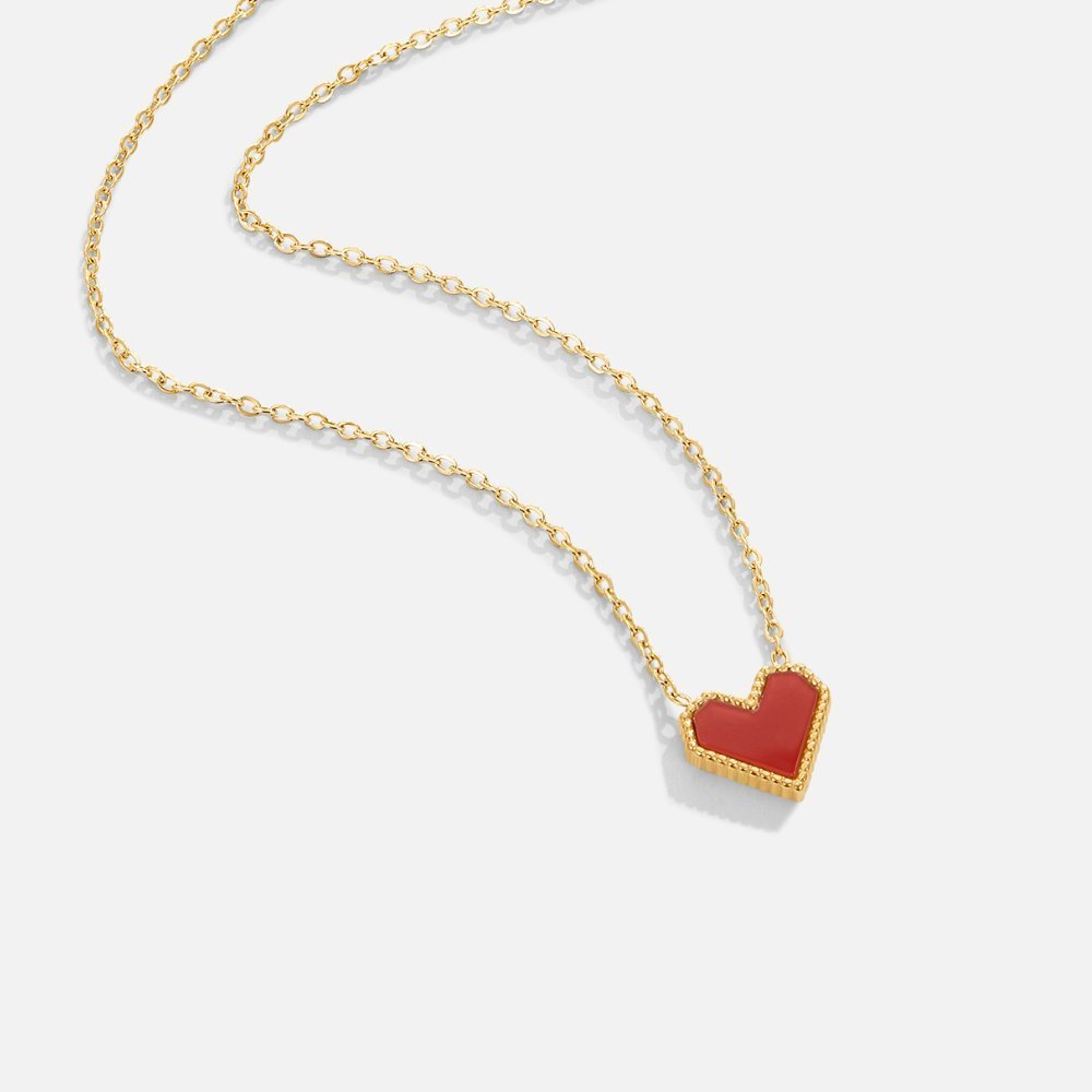 Collier pendentif cœur rouge Or – Maeva