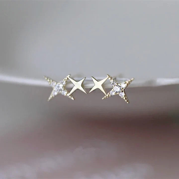 Clous d’oreilles étoile en or zircon – Léo