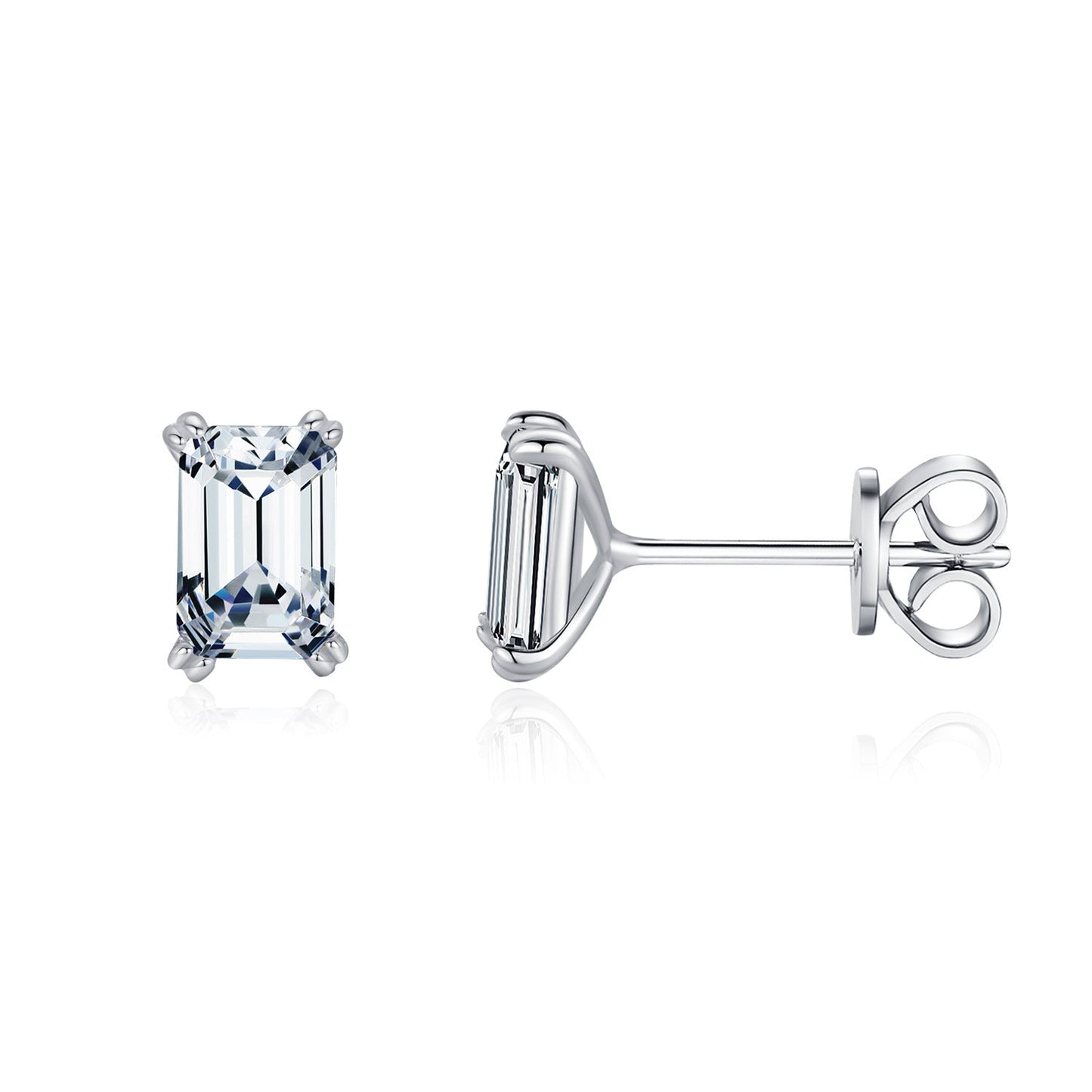 Clous d’oreilles argent pierre rectangulaire – Lise