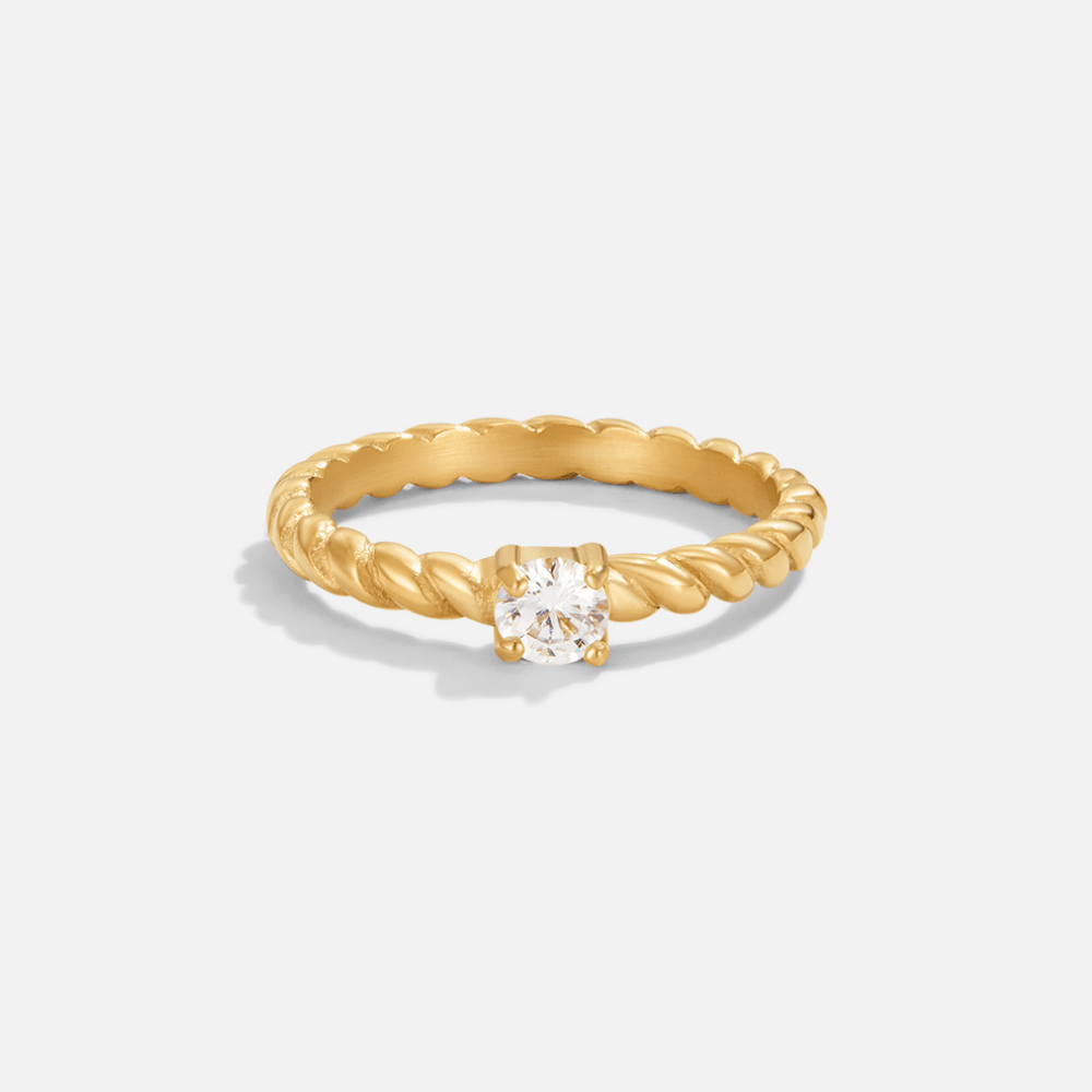 Bague torsadée or cristal clair – Lila