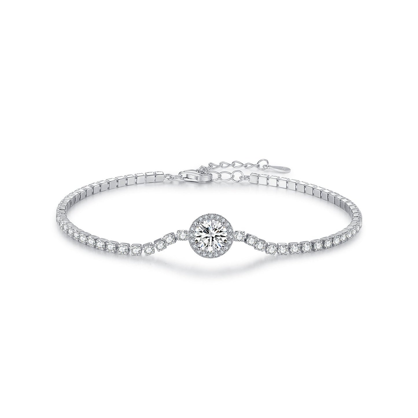 Bracelet chaîne fine argent cristaux – Léo