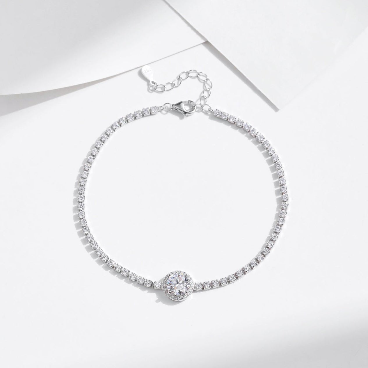 Bracelet chaîne fine argent cristaux – Léo
