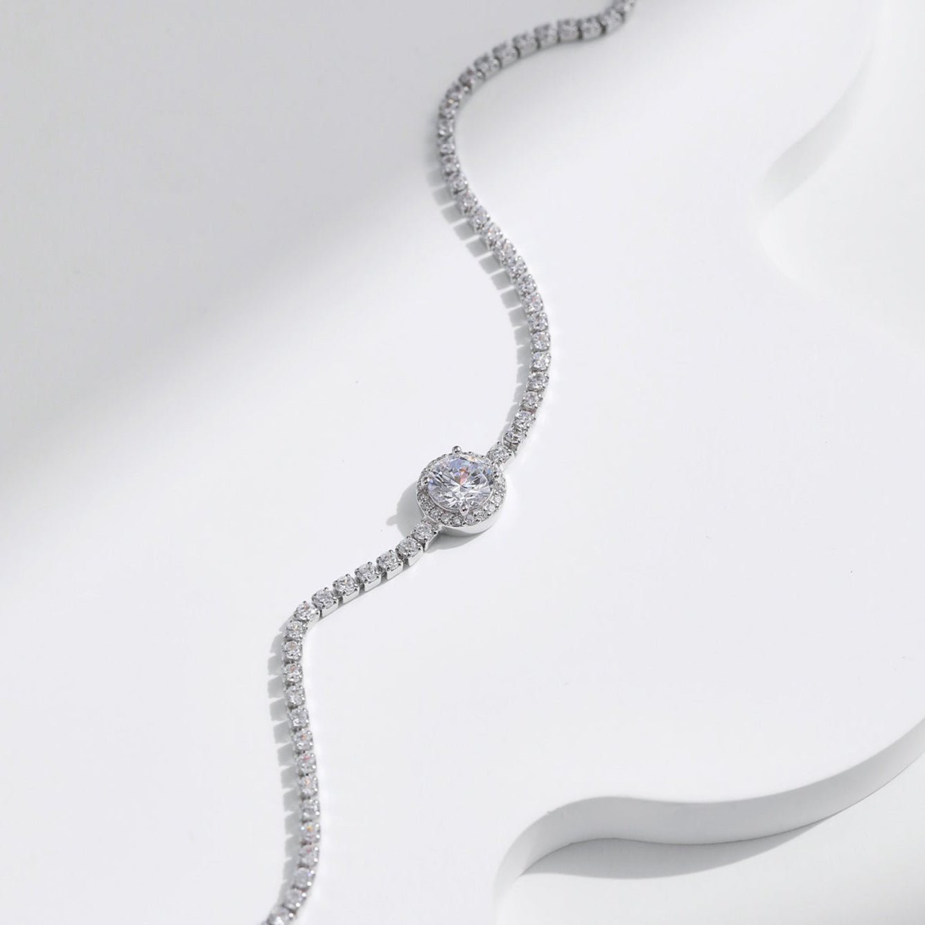 Bracelet chaîne fine argent cristaux – Léo