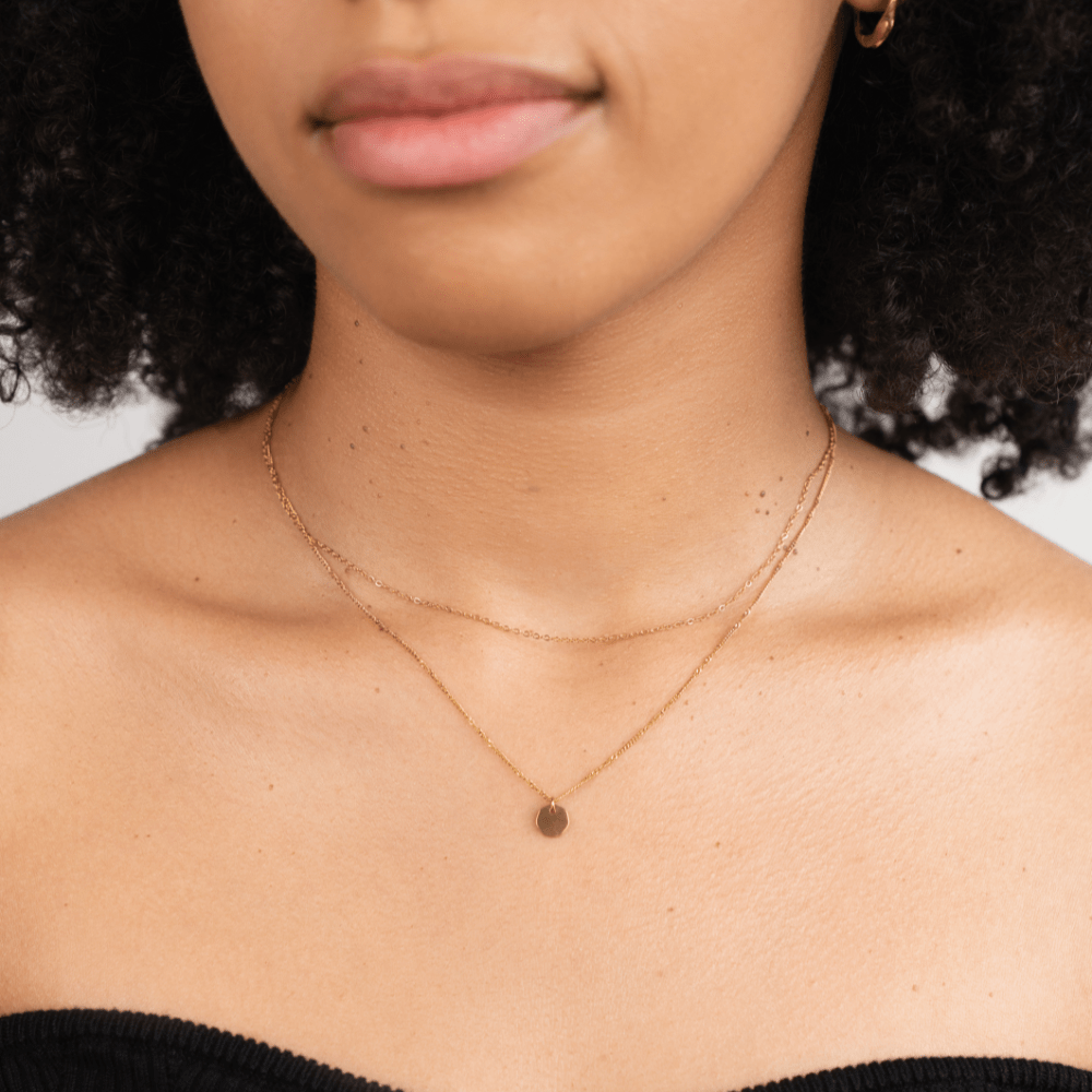 Collier double rang or pendentif rond – Lila