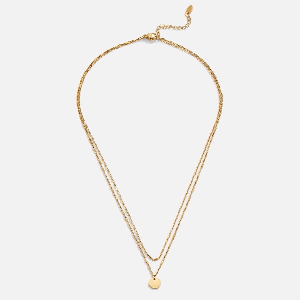 Collier double rang or pendentif rond – Lila