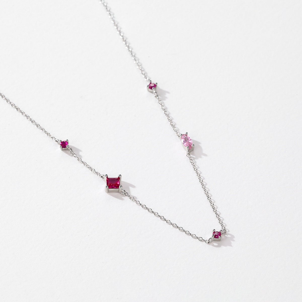 Collier pierres taillées argent zircon rose – Lila