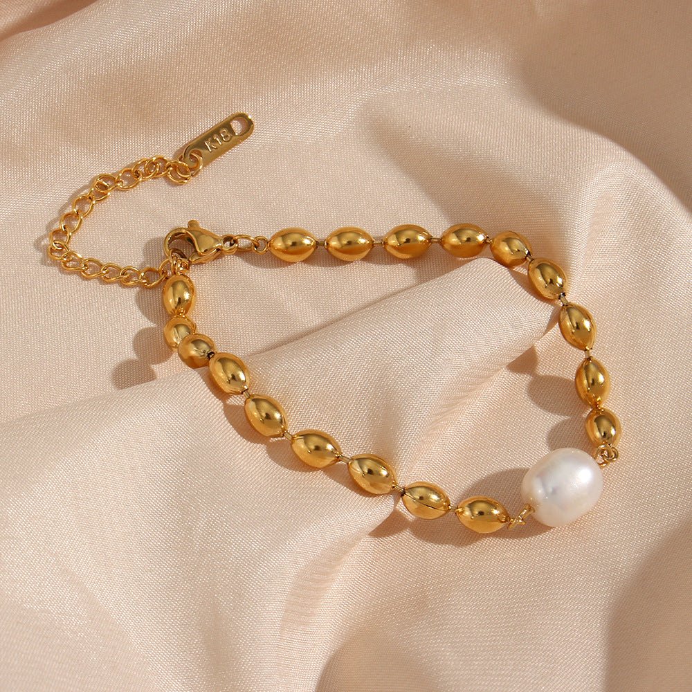 Bracelet perles blanc doré – Lila